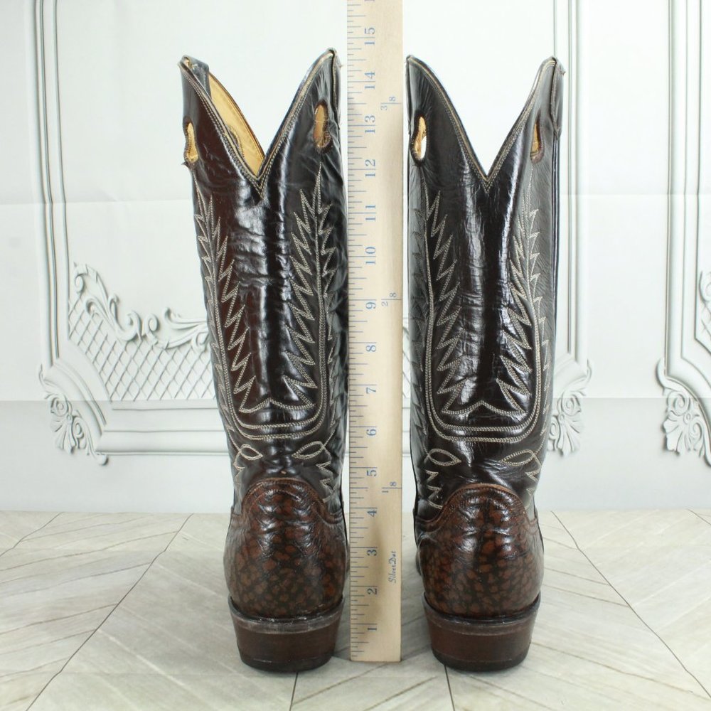 Tony Lama Brown Leather Buckaroo Caribou Cowboy Boots Shoe Size 8 D - Picture 8 of 9